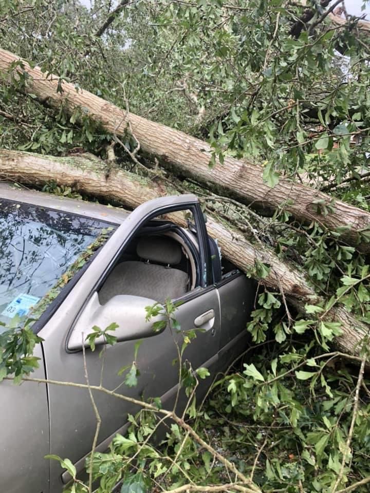 A car destroyed by the hurricane.