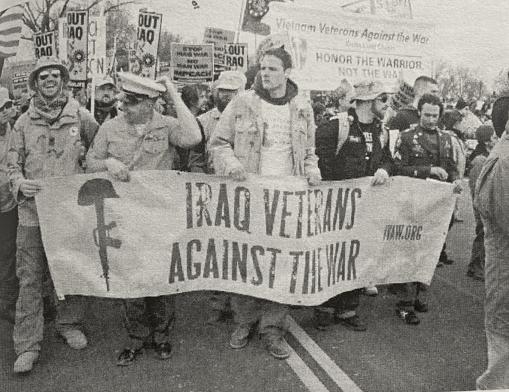 Veterans protest the war.