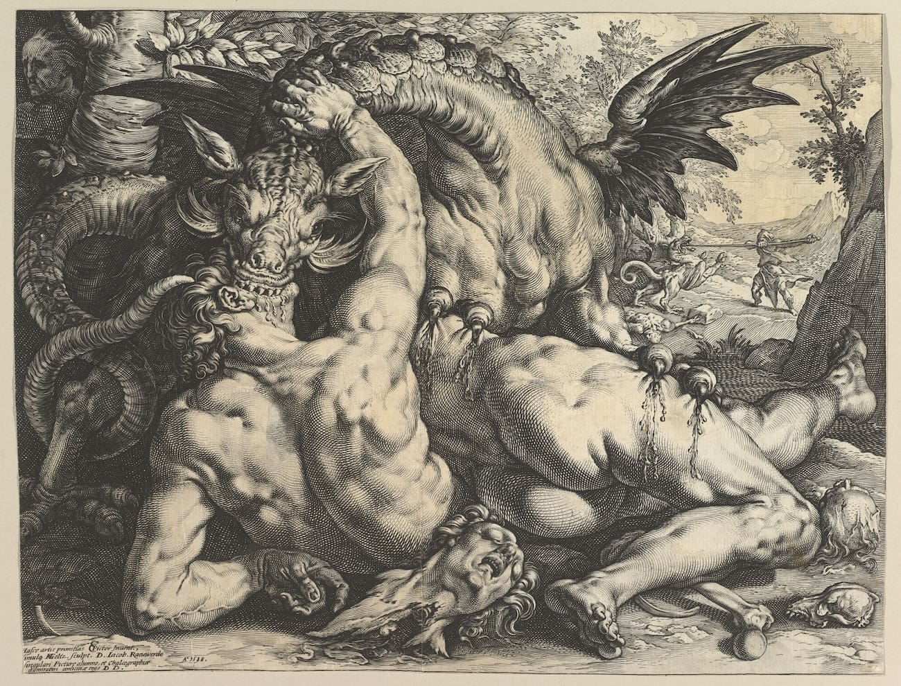 Goltzius's painting, The Dragon Devouring the Companions of Cadmus.