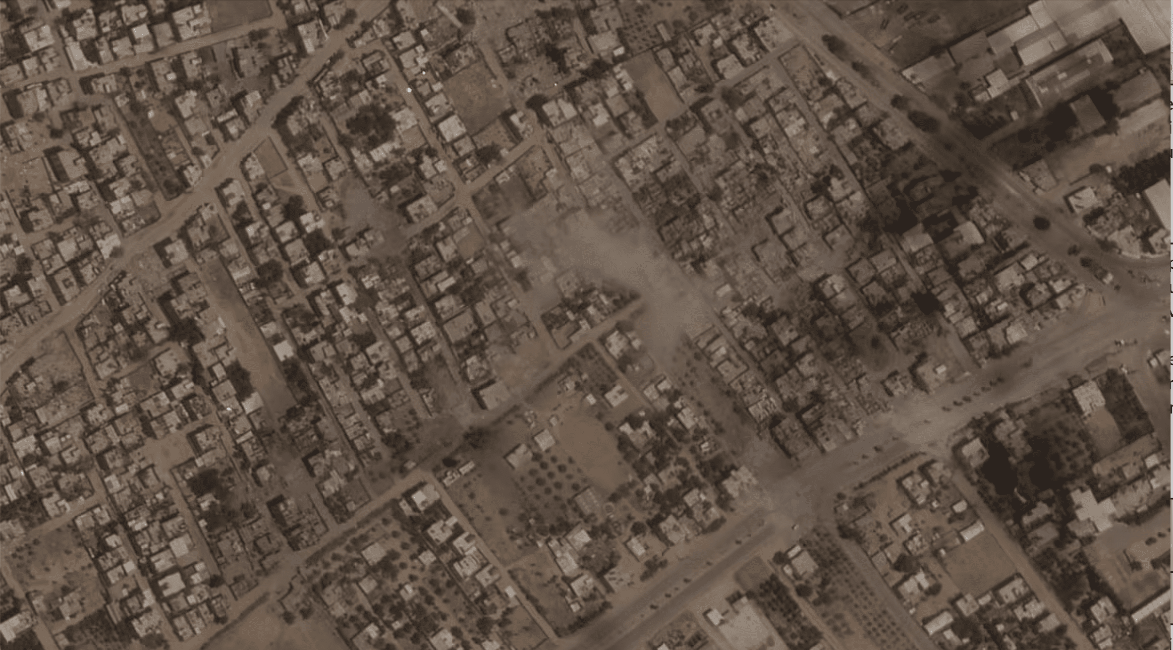 An aerial image of Rafah after years of genocidal Israeli attacks. Credit: Planet Labs, PBC