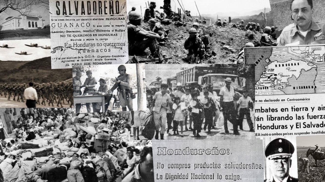 A collage of images from the so-called "Football War" between El Salvador and Honduras.